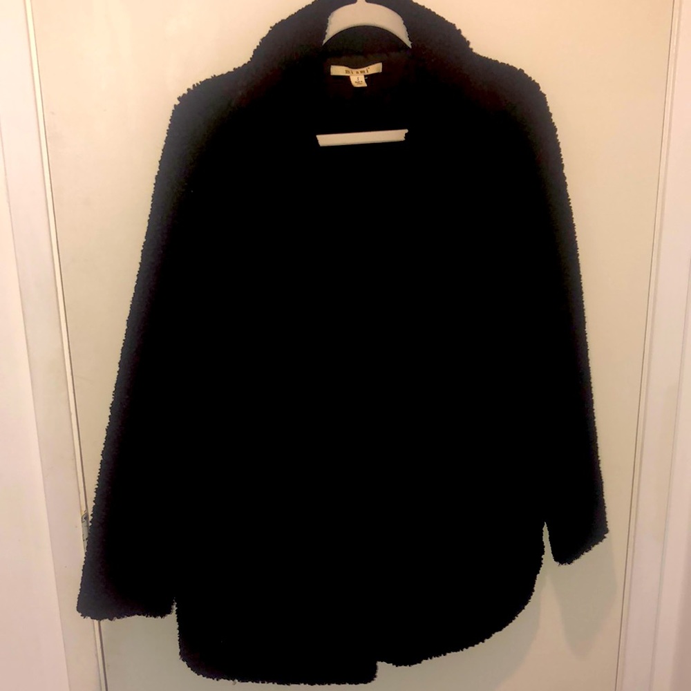 Black fuzzy coat with snaps